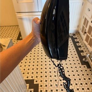 Black Corded Wall Phone - Classic Gloss Finish